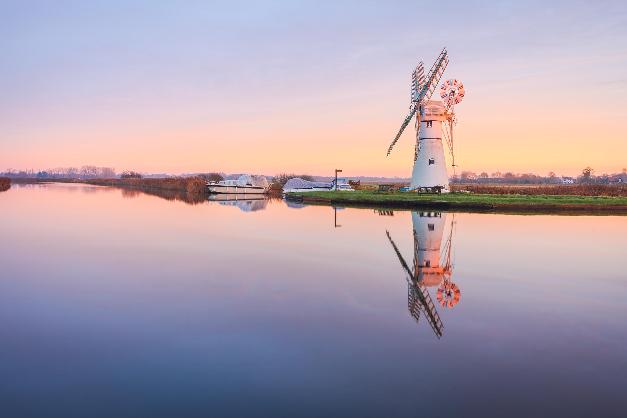 Sunrise at Thurne Mill in Norfolk, UK