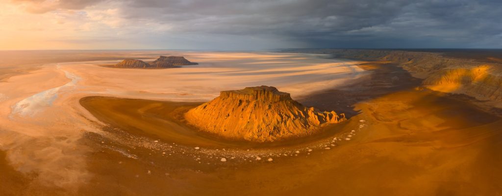 Karynzharyk depression landscape at sunset, Mangystau, Kazakhstan
