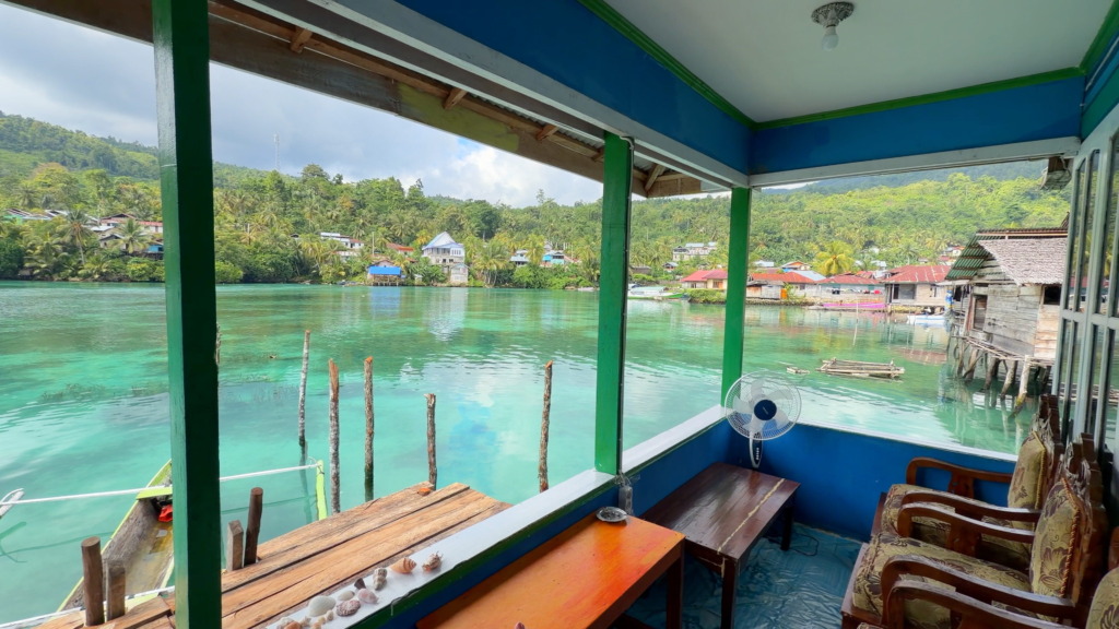 Balcony overlooking the bay at a Luk Panenteng homestay