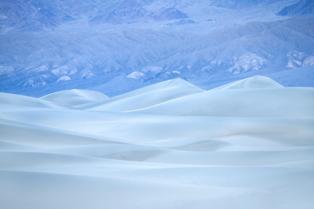 Blue hour over the sand dunes in Death Valley, USA