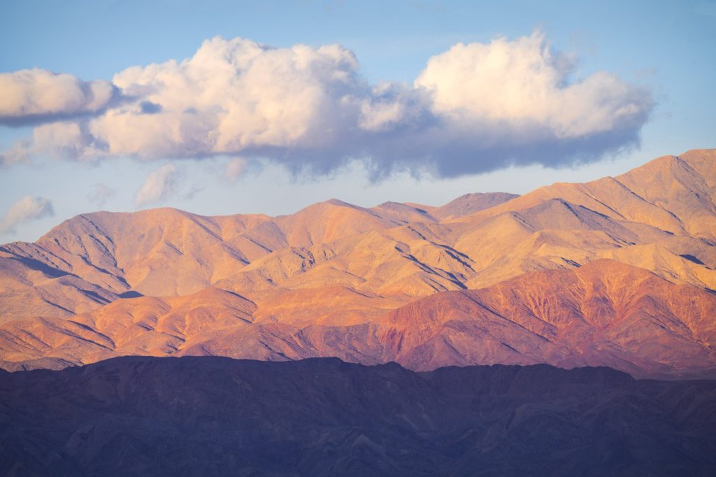 Mountains bathed in warm light, Death Valley, USA