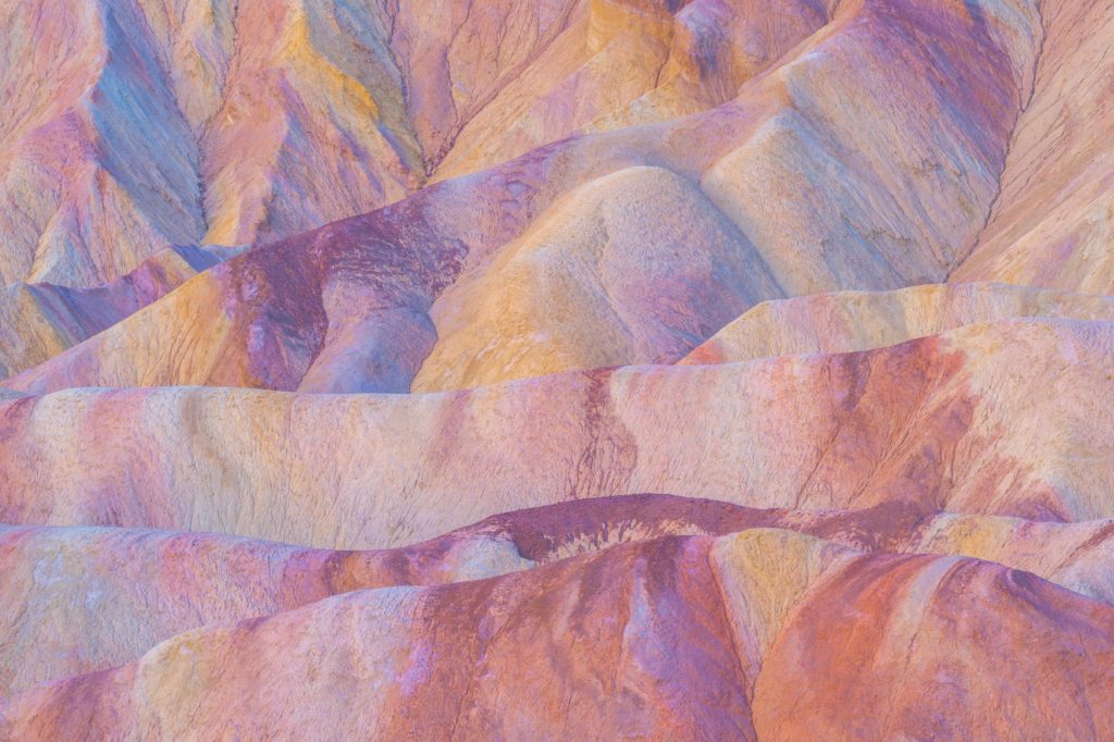 Rainbow-hued mountains in Death Valley, USA