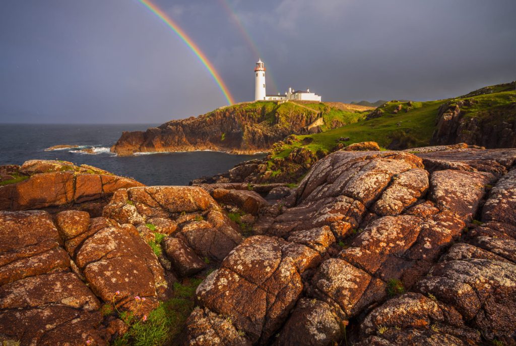 Fanad Lighthouse with a rainbow, Donegal, Ireland