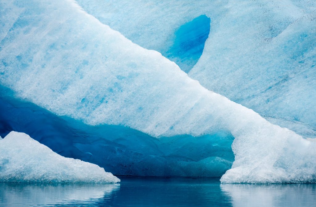 Abstract ice formations in a glacier lagoon, Iceland