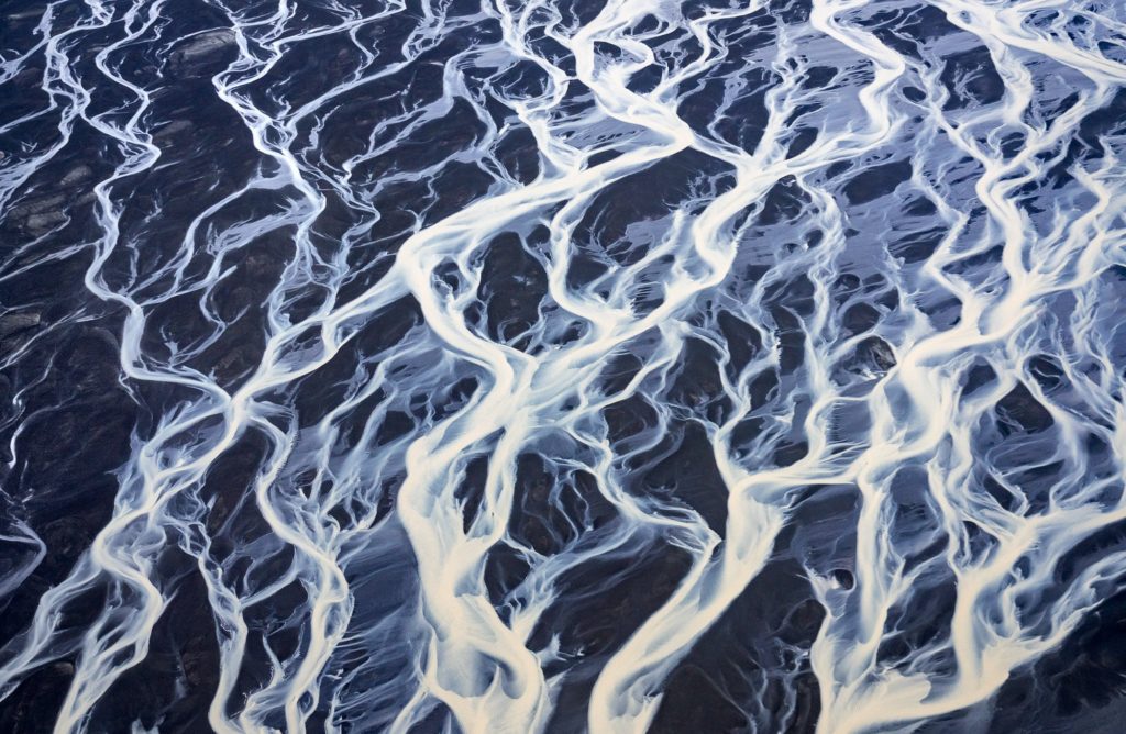 Glacier rivers meandering through Iceland's rugged landscape