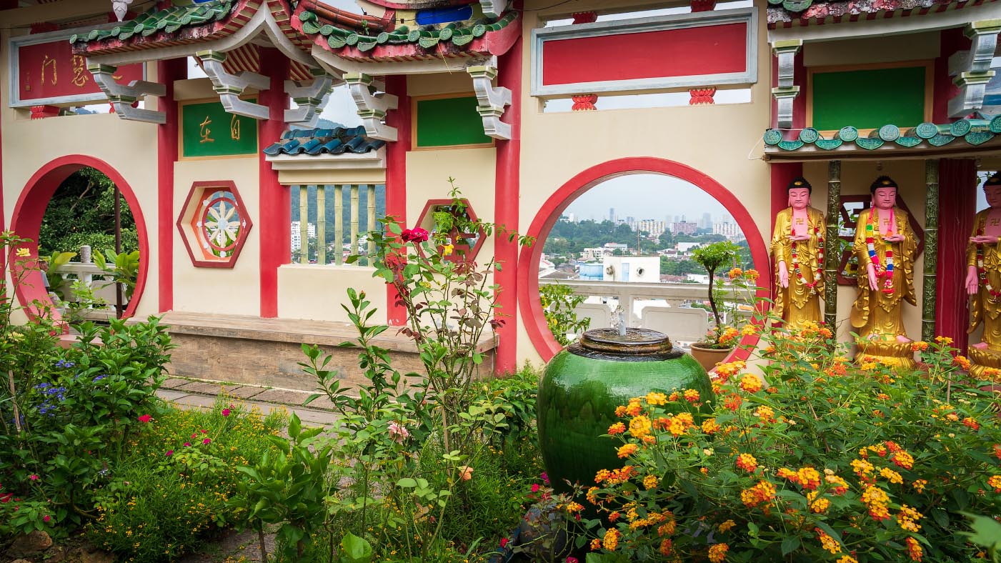 Garden area of Kek Lok Si Temple in Penang, Malaysia