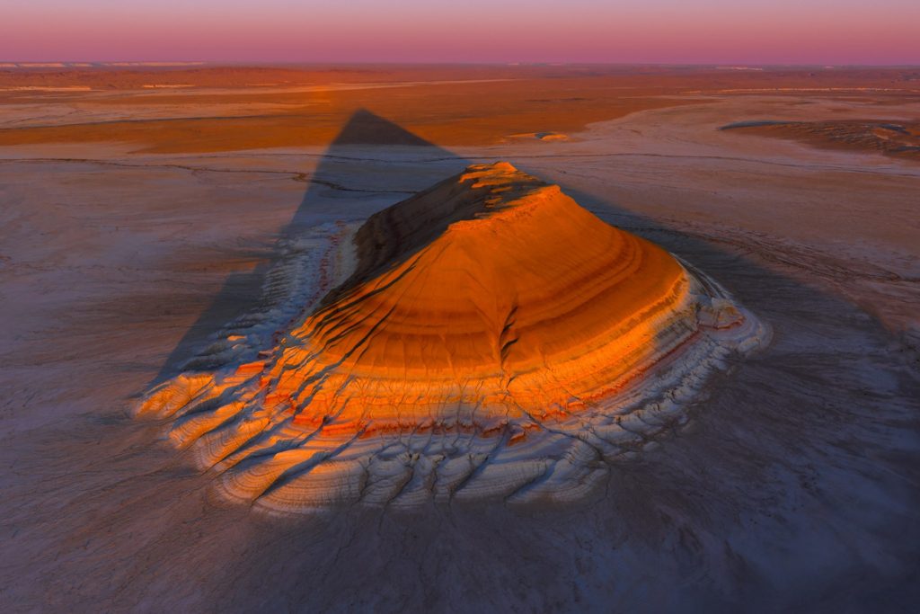 Mount Mangystau at sunset, Kazakhstan's unique landscape