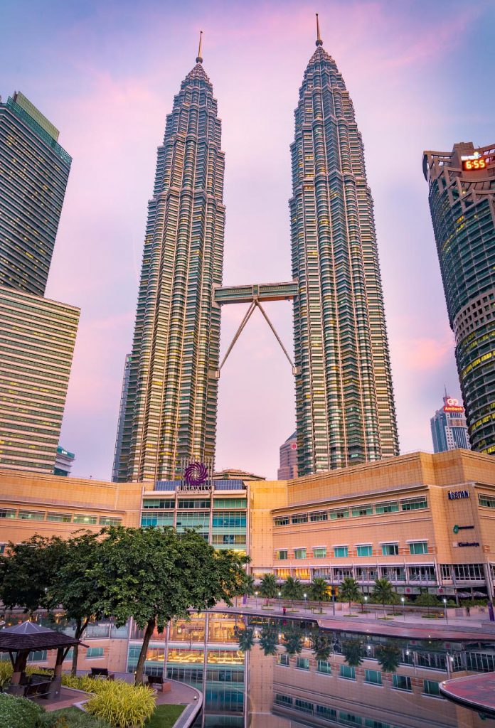 Petronas Twin Towers in Kuala Lumpur at sunrise