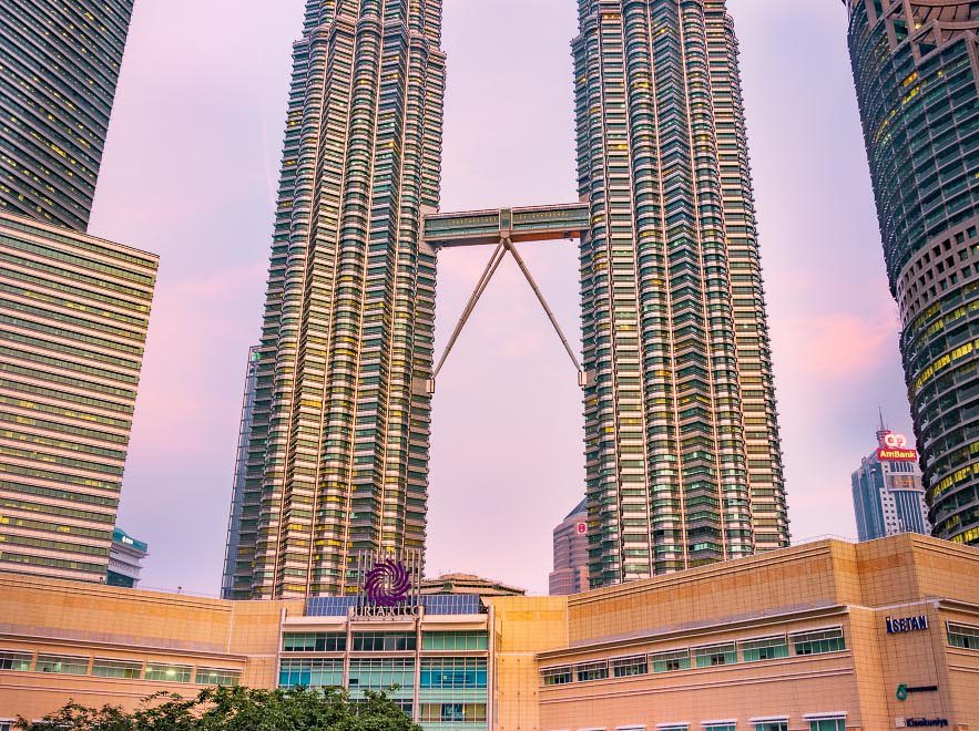 Petronas Twin Towers in Kuala Lumpur at sunrise