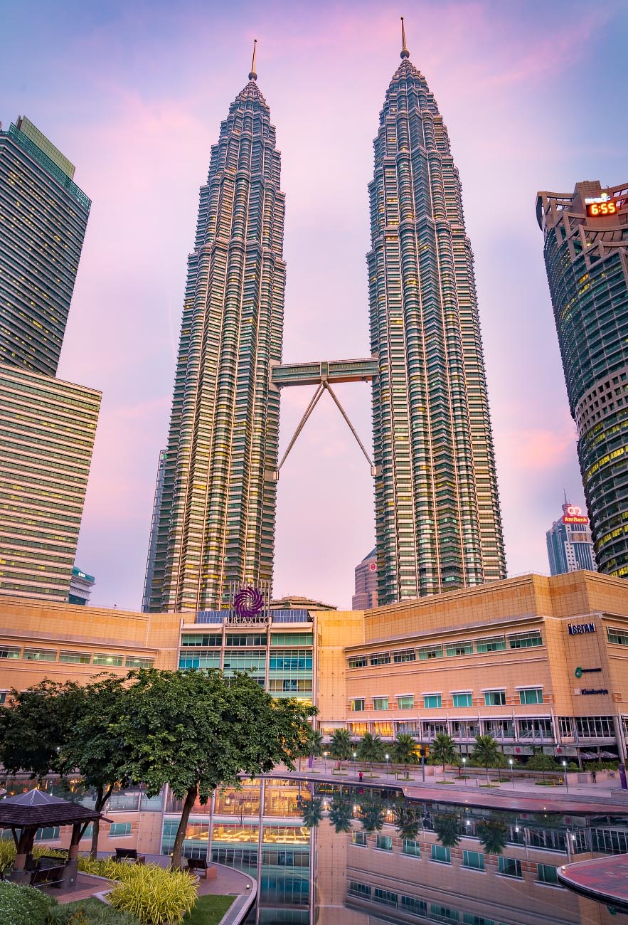 Petronas Twin Towers in Kuala Lumpur at sunrise