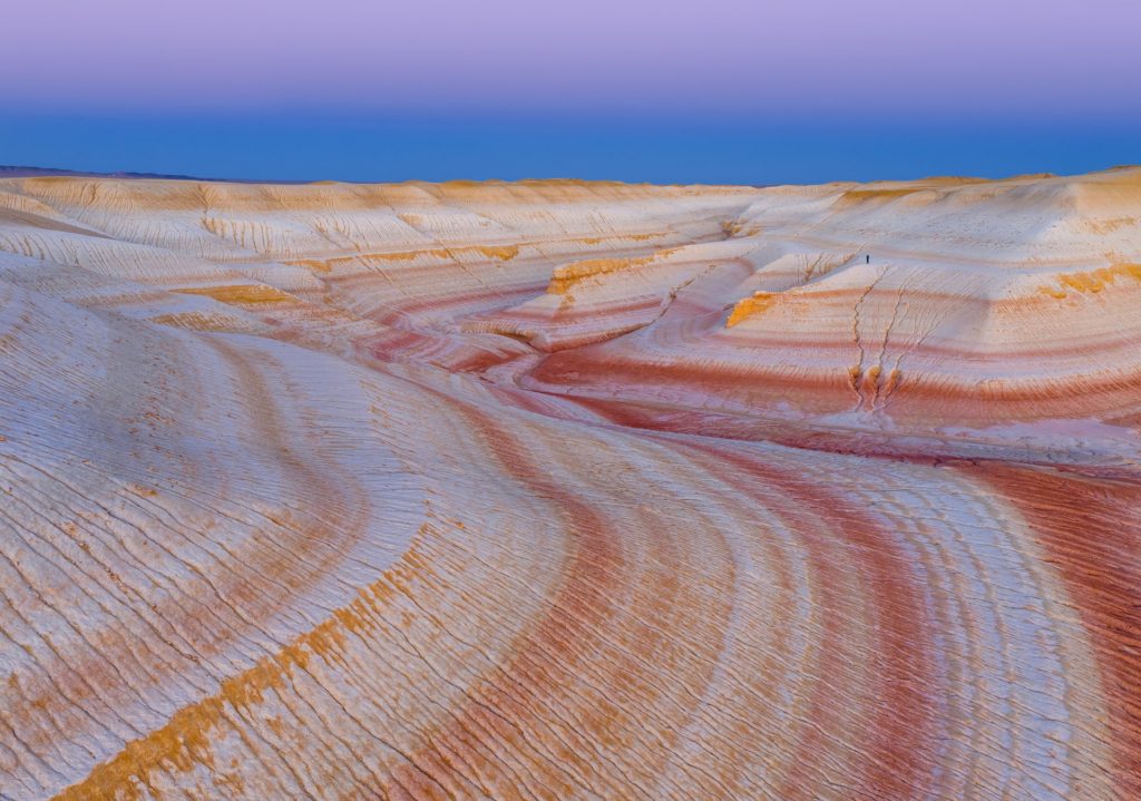 Tiramisu Mountain landscape with colourful stripes, Mangystau, Kazakhstan