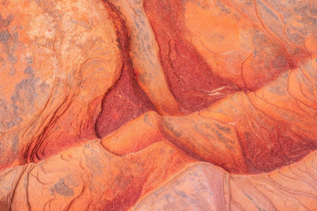 Vibrant red and orange rock formations in Valley of Fire, Nevada, USA